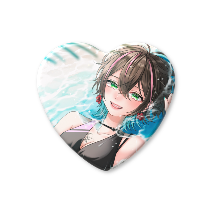 ハート缶バッジ - 57 × 52.5mm