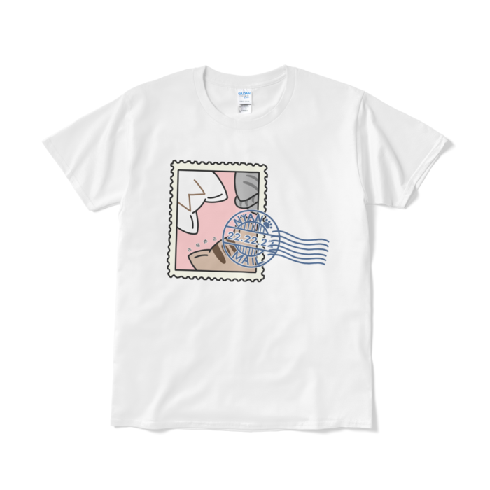 猫切手Tシャツ - L - ホワイト