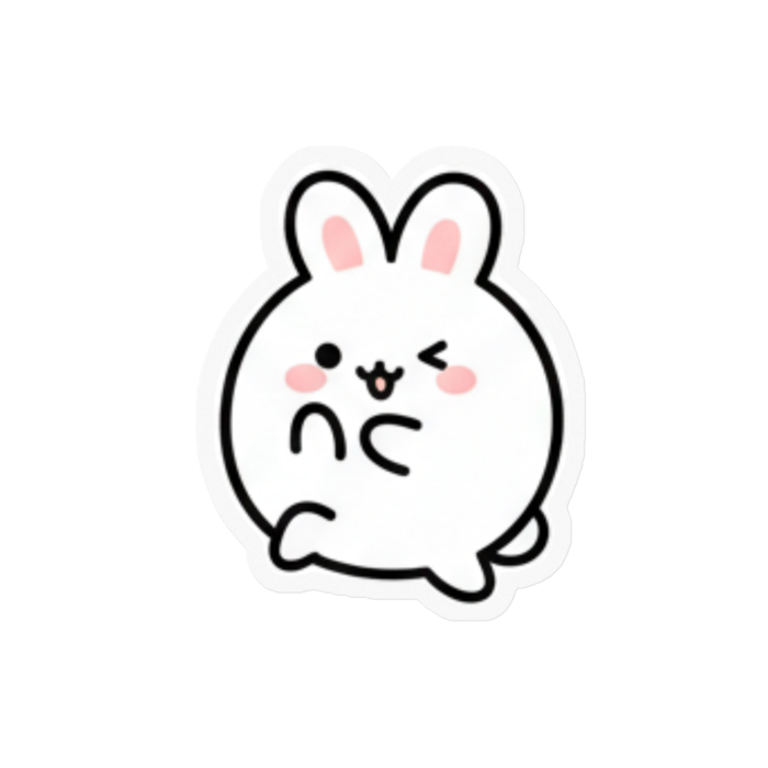 ステッカー （うさもっちウィンク）- 100 x 100 (mm)