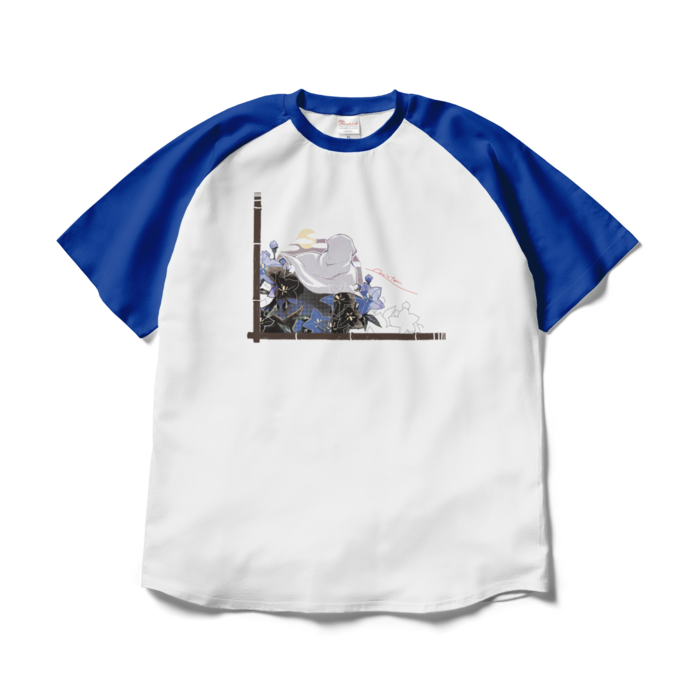 ラグランTシャツ - XL - ホワイト×ロイヤルブルー(1)