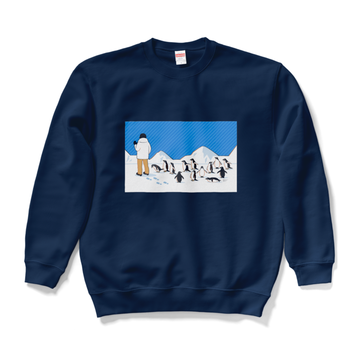 スウェット　青色×紺色　L