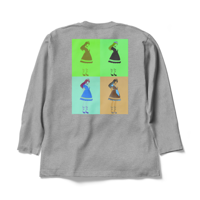 灰ロングスリーブTシャツ - XL - (緑模様)