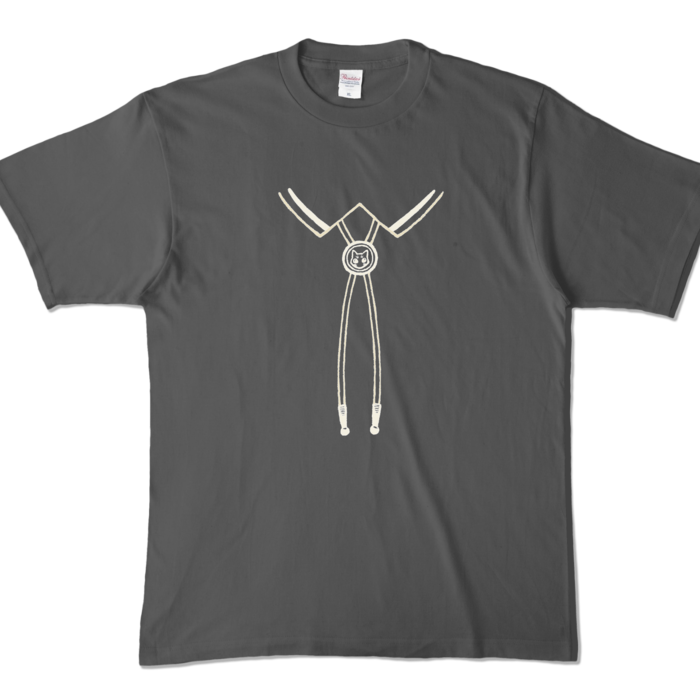 NEKO DAISUKI「NEKOのループタイ風」カラーTシャツ - XL - チャコール (濃色)