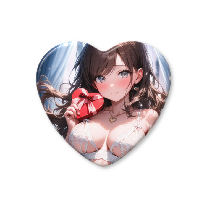 ハート缶バッジ - 57 × 52.5mm