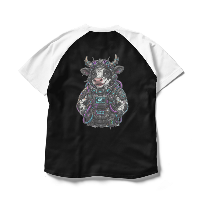 ラグランTシャツ - L - ブラック×ホワイト(1)