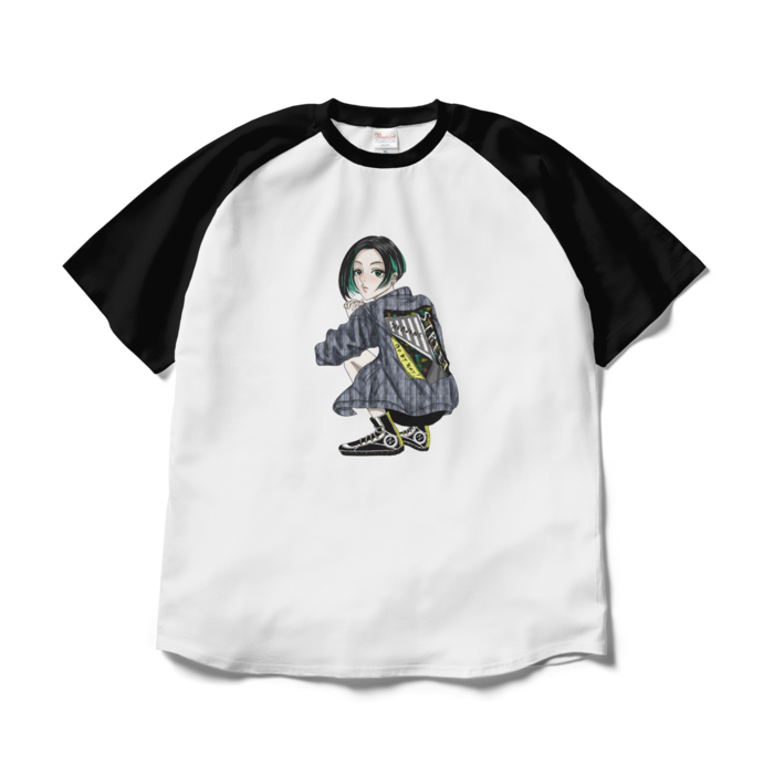 ラグランTシャツ - XL - ホワイト×ブラック
