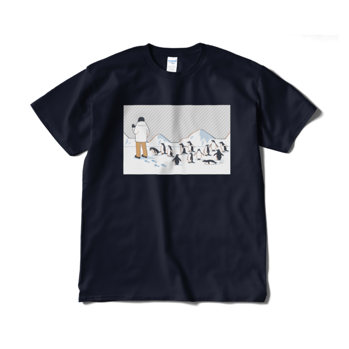 Tシャツ短納期　灰色×紺色　XL