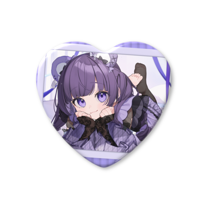 ハート缶バッジ - 57 × 52.5mm