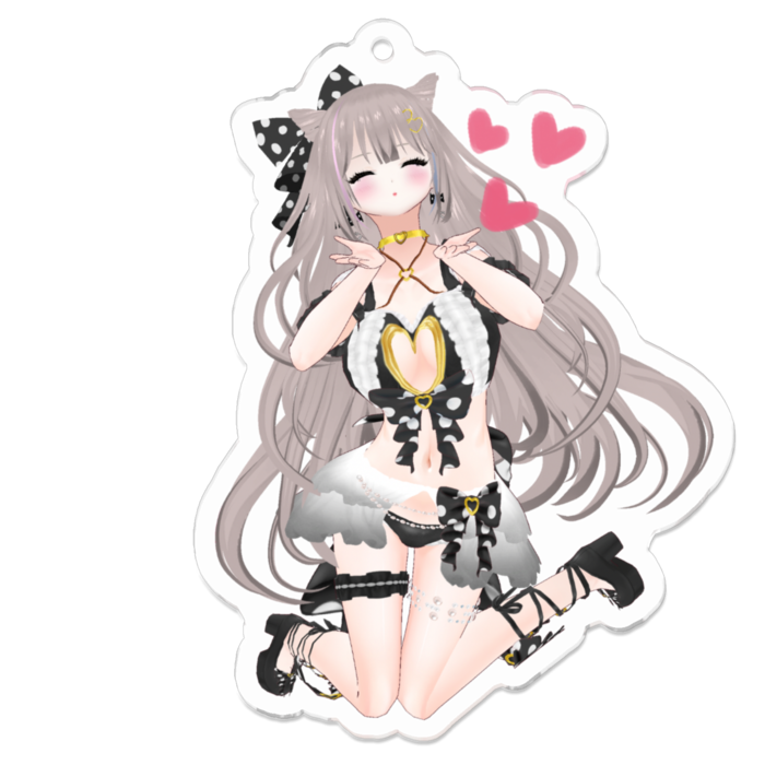目を閉じてꔛ♡Black ver.キーホルダー(通常版)(closed eyes♡Black ver.keychain standard)- 70 x 70 (mm)(2)