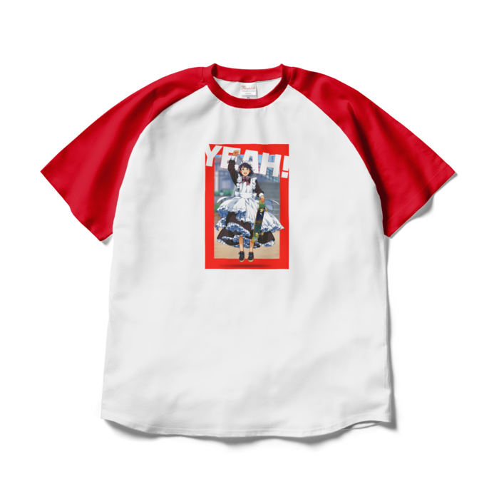 ラグランTシャツ - XL - ホワイト×レッド