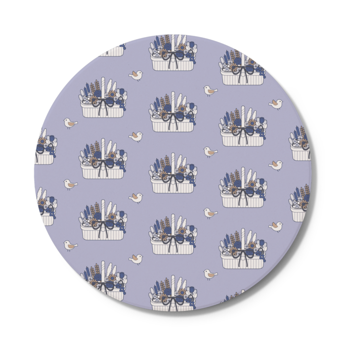 コースターB　円形　くすみブルー