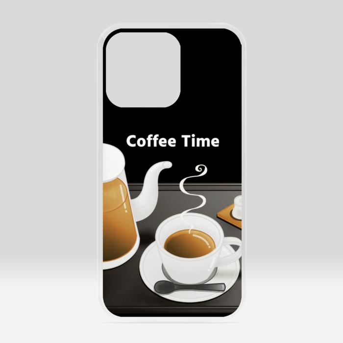 クリアiPhoneケース　珈琲×黒背景　iPhone 13Pro