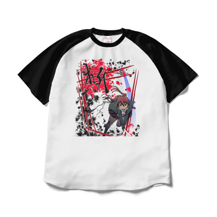 ラグランTシャツ - XL - ホワイト×ブラック