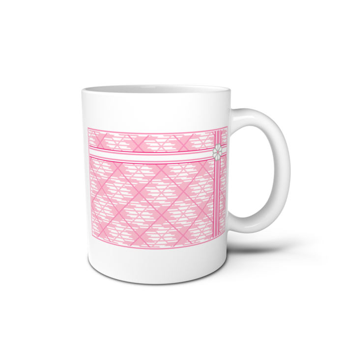 八枚花のラッピング風2のマグカップ(ピンク系2)