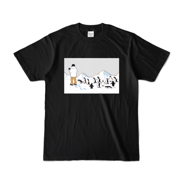 カラーTシャツ　灰色×黒色　S
