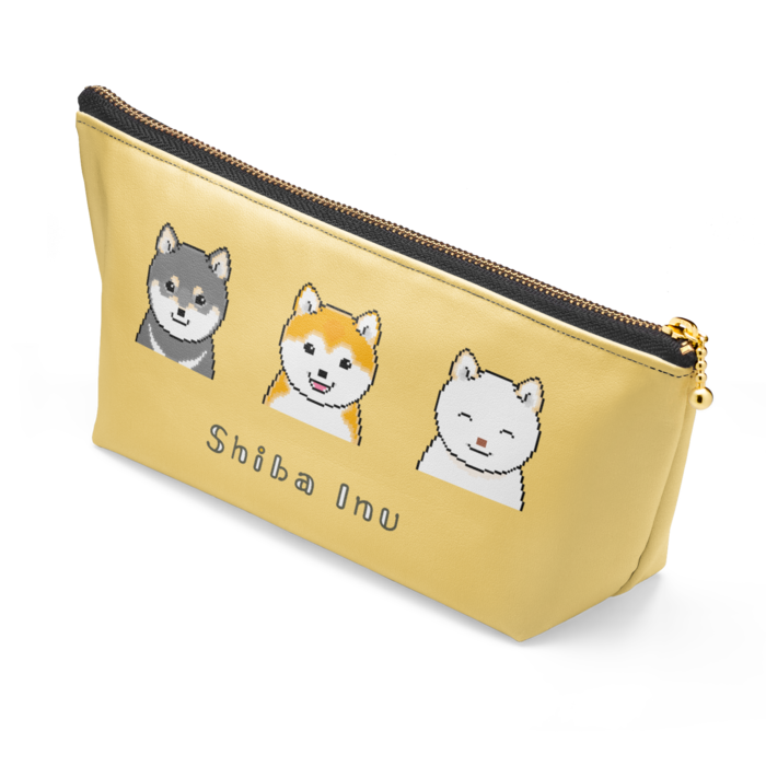 [イエロー] 柴犬ポーチ - 長さ21.5cm / 高さ10cm /[Yellow] Shiba Inu Pouch