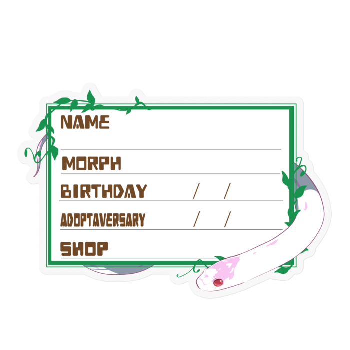 【🐍お名前ステッカー】カリキン(アルビノハイホワイト) ‐ツタ(英語)