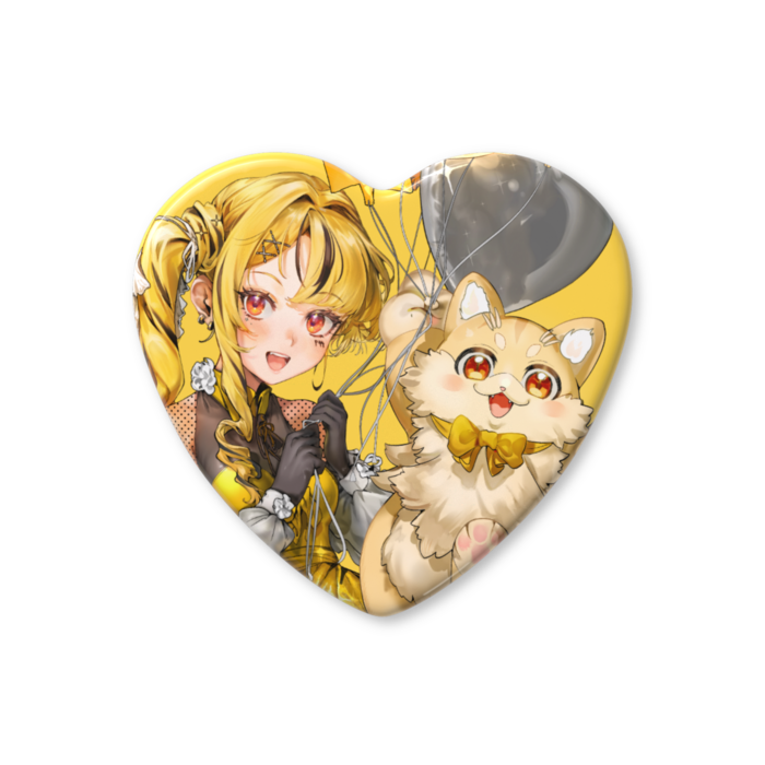 ハート缶バッジ - 57 × 52.5mm