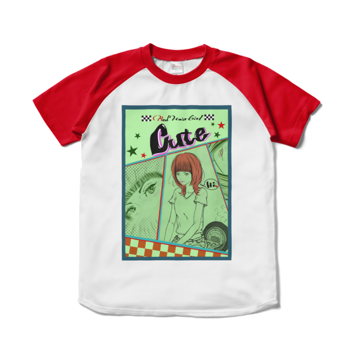 ラグランTシャツ - S - ホワイト×レッド