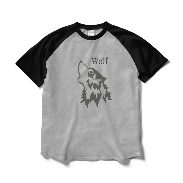 ラグランTシャツ - L - 杢グレー×ブラック