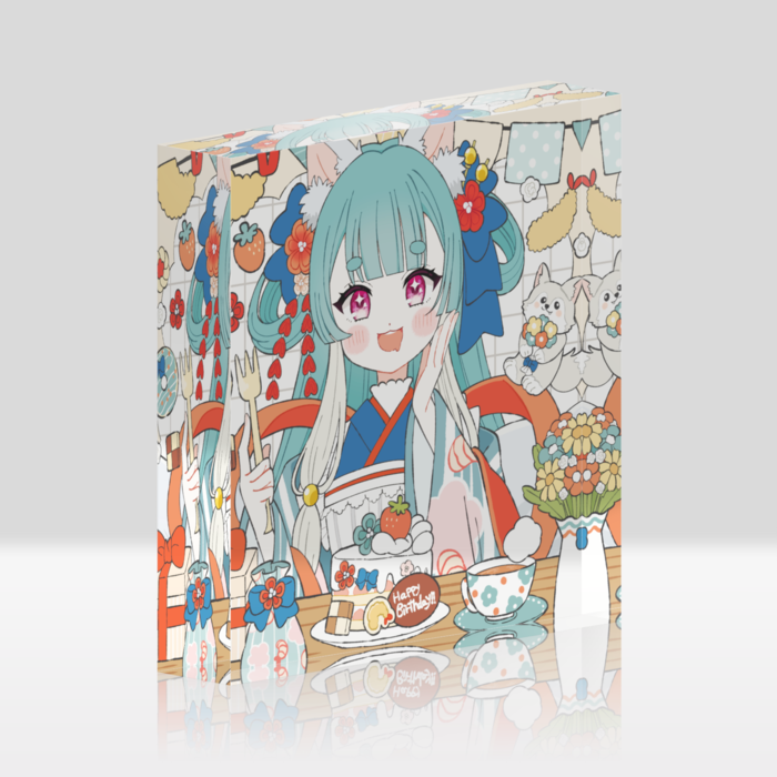 アクリルブロック - 100x100mm(1)きらきらおおかみ