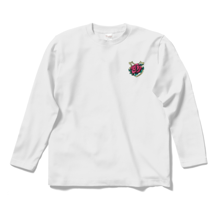 薔薇ワンポイントロングスリーブTシャツ - S - ホワイト