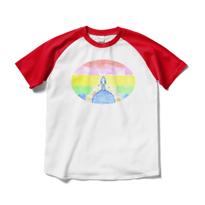 ラグランTシャツ - M - ホワイト×レッド