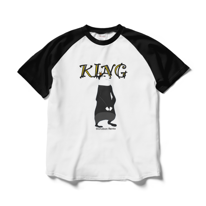 ラグランTシャツ - L - ホワイト×ブラック