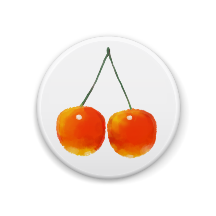 さくらんぼの缶バッジ - 44mm