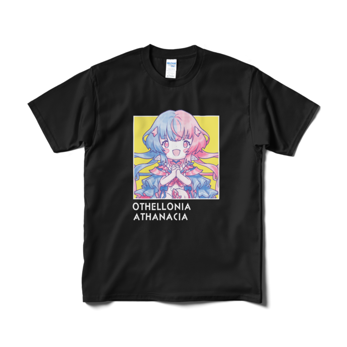 ちびキャラ「世界アタナシア」デザインTシャツ（M/ブラック）