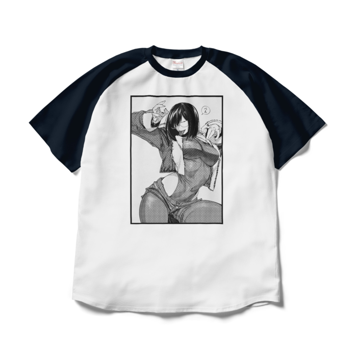 ラグランTシャツ - XL - ホワイト×ネイビー