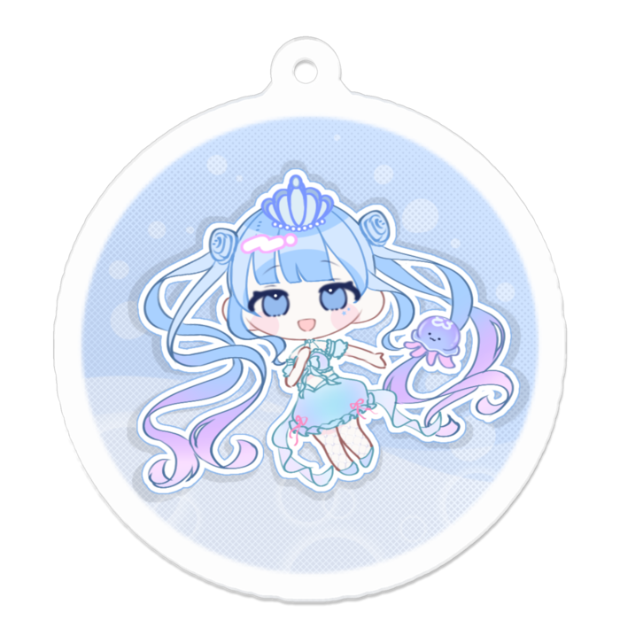 ミニイラスト背景ありアクリルキーホルダー - 50 x 50 (mm)