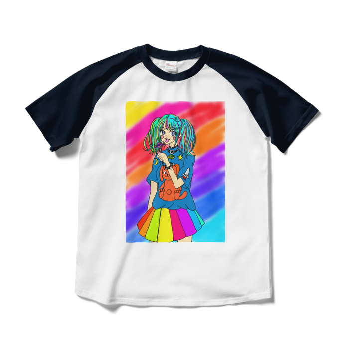 ラグランTシャツ - M - ホワイト×ネイビー