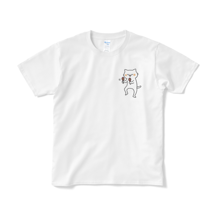 マラカスねこ（小プリント／カラー）Tシャツ - S - ホワイト