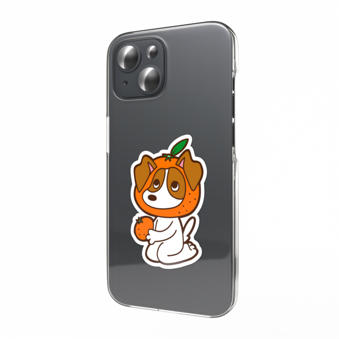 スマホステッカー - 果物と犬(みかん)
