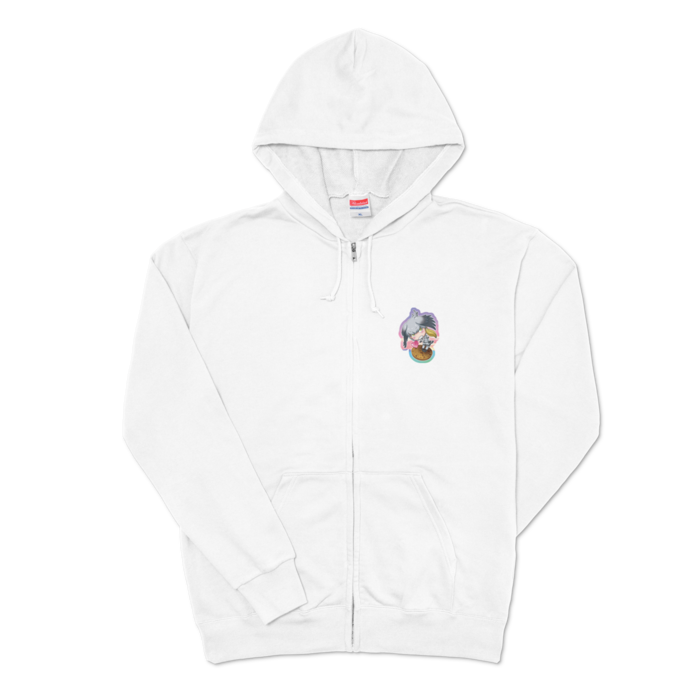 ジップパーカー - XL - 左胸 - ホワイト
