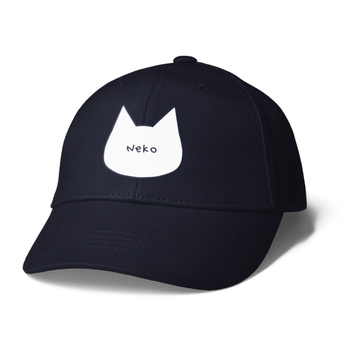 シンプルでかわいい猫柄キャップ 帽子 白猫 黒猫 男女兼用 レディース メンズ ブラック/ホワイト/レッド/オレンジ/ライトブルー/ネイビー  猫雑貨MeruMugi BOOTH