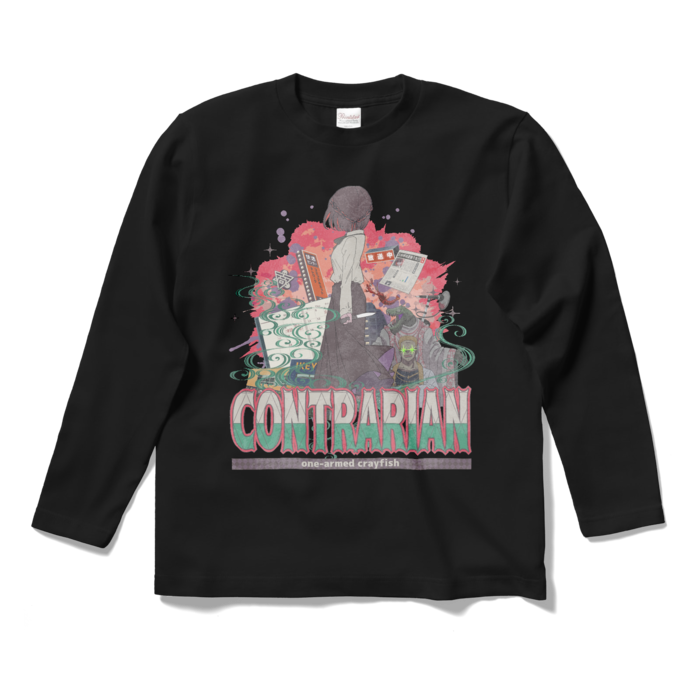 逆張りデザインロングTシャツ - S - ブラック