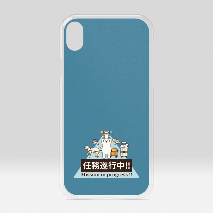 クリアiPhoneケース　くすみ青緑色　iPhone XR