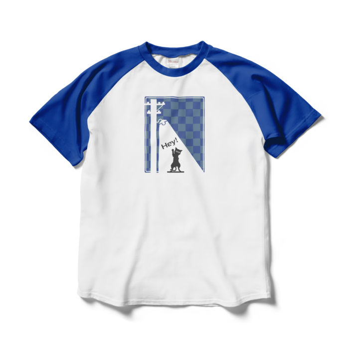 ラグランTシャツ - L - ホワイト×ロイヤルブルー