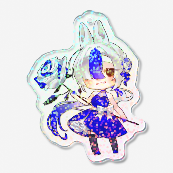 ホログラムアクリルキーホルダー - 50 × 50mm グリッター