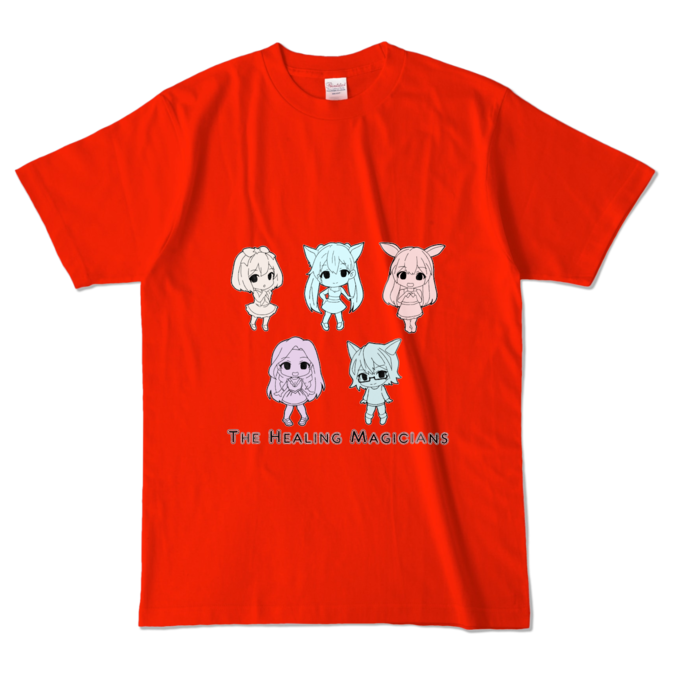 カラーTシャツ - L - レッド/モノトーン柄