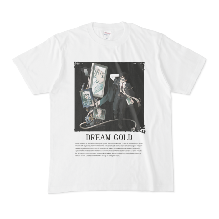 Tシャツ背景黒（髪留め有） - M - 白