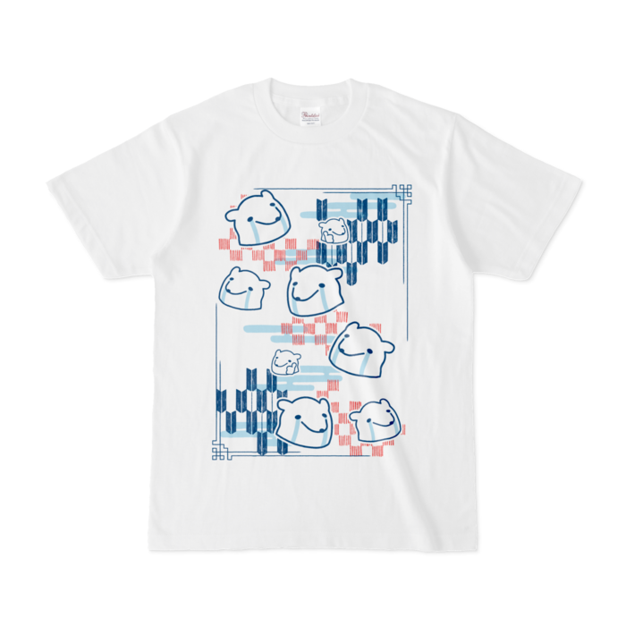 和柄くまぷTシャツ - S - 白