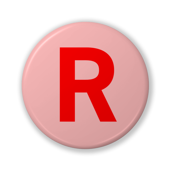 【R(アール)】〈レッド〉缶バッジ- 32mm