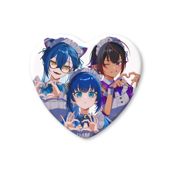 ハート缶バッジ - 57 × 52.5mm