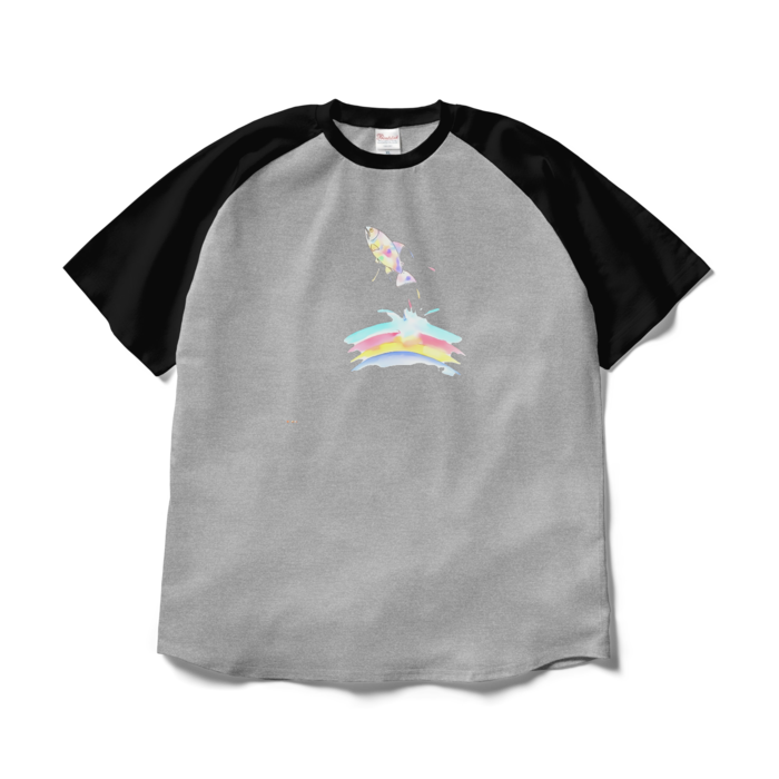 ラグランTシャツ - XL - 杢グレー×ブラック