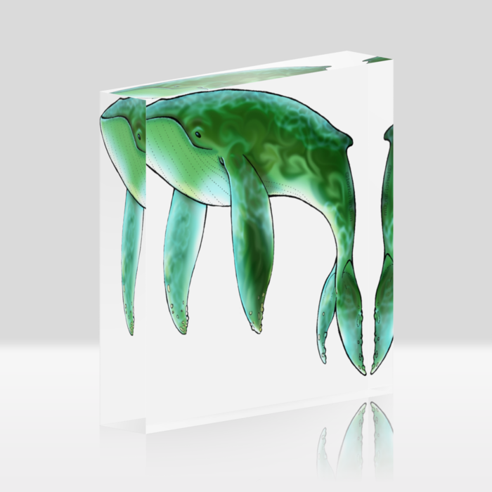 くじら ー ホワイト/100x100mm