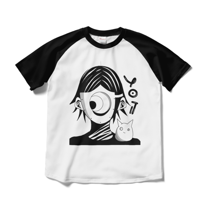 ラグランTシャツ - M - ホワイト×ブラック