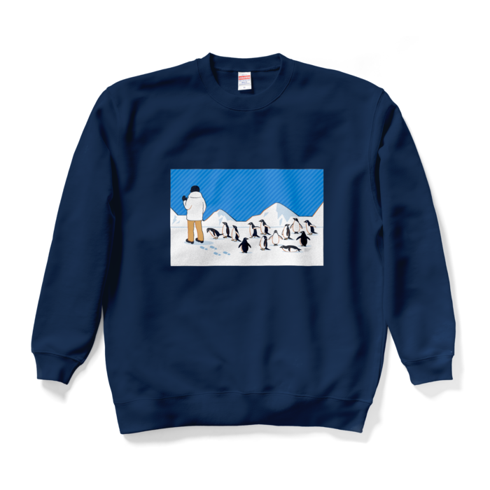 スウェット　青色×紺色　XL